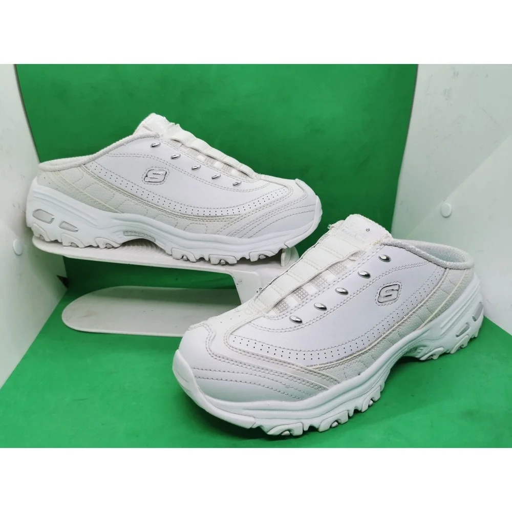 Skechers D'Lites Bright Sky Shoes Sneaker Mule Womens Size 9 White Slip On 11933